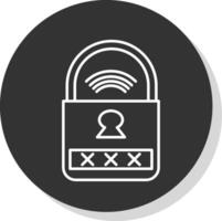 Smart Lock Line Grey Circle Icon vector