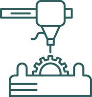 3d Printer Line Gradient Round Corner Icon vector