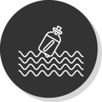 Message In A Bottle Line Grey Circle Icon vector