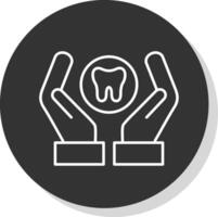 dental cuidado línea gris circulo icono vector