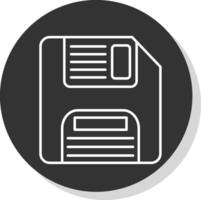 Floppy Disk Line Grey Circle Icon vector