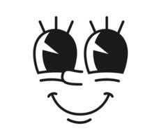 Cartoon comic groovy face, funny eye, cute emotion vector