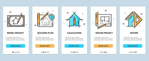 Architect development, app onboarding screens vector