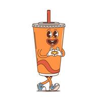 Cartoon retro soda drink groovy funky character vector