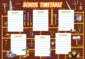 calendario cronograma, bricolaje y reparar herramienta caracteres vector