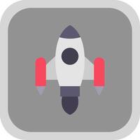 Space Ship Launch Flat Round Corner Icon vector