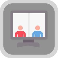 Online Meeting Flat Round Corner Icon vector