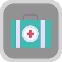 First Aid Kit Flat Round Corner Icon vector
