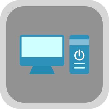 Computer Flat Round Corner Icon vector