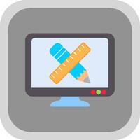 Pencil And Ruler Flat Round Corner Icon vector