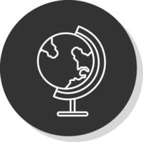 Earth Globe Line Grey Circle Icon vector