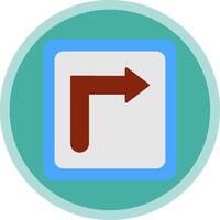 Turn Right Flat Multi Circle Icon vector