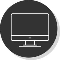 Personal computer Line Grey Circle Icon vector