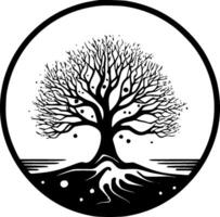 árbol - negro y blanco aislado icono - ilustración vector