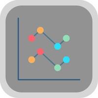 Line Chart Flat Round Corner Icon vector