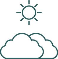 Clouds And Sun Line Gradient Round Corner Icon vector