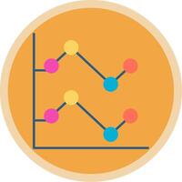 Line Chart Flat Multi Circle Icon vector
