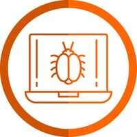 Bug Line Orange Circle Icon vector