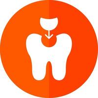 diente relleno glifo rojo circulo icono vector
