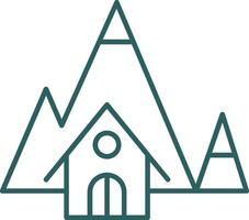 Mountain House Line Gradient Round Corner Icon vector