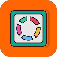 Pie Chart Filled Orange background Icon vector