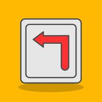 Turn Left Filled Shadow Icon vector