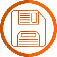 Floppy Disk Line Orange Circle Icon vector