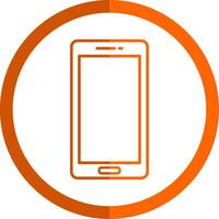 móvil teléfono línea naranja circulo icono vector