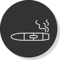 cigarro línea gris circulo icono vector