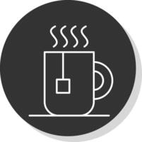 Tea Mug Line Grey Circle Icon vector