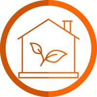 Eco House Line Orange Circle Icon vector