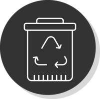 reciclaje línea gris circulo icono vector