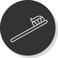 Toothbrush Line Grey Circle Icon vector