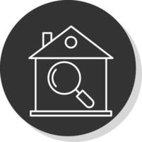 casa inspección línea gris circulo icono vector