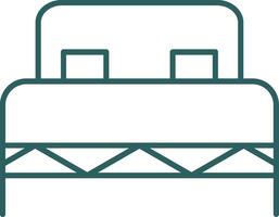 Double Bed Line Gradient Round Corner Icon vector