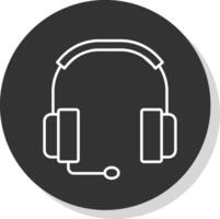 Headphones Line Grey Circle Icon vector