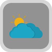 Cloudy Flat Round Corner Icon vector