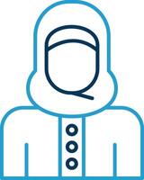 Islamic Woman Line Blue Two Color Icon vector