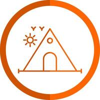 Camping Line Orange Circle Icon vector