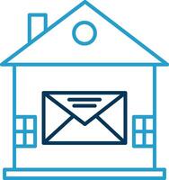 House Mail Line Blue Two Color Icon vector