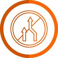 No Overtaking Line Orange Circle Icon vector