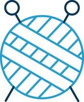 Knitting Line Blue Two Color Icon vector