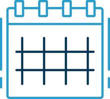 calendario línea azul dos color icono vector