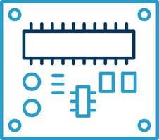 tarjeta de circuito impreso tablero línea azul dos color icono vector