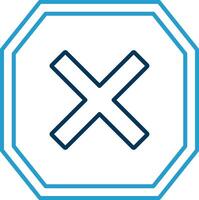 Cross Line Blue Two Color Icon vector