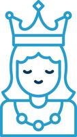 princesa línea azul dos color icono vector