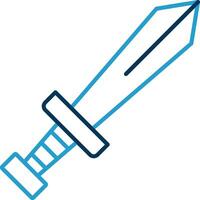 Sword Line Blue Two Color Icon vector