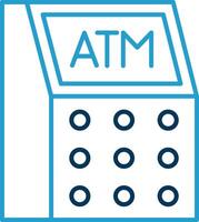 Atm Machine Line Blue Two Color Icon vector