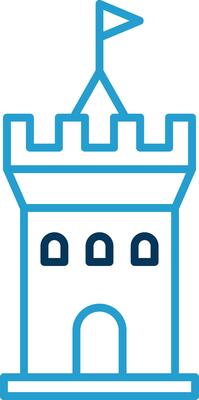 Castle Line Blue Two Color Icon