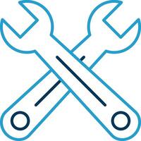 Cross Wrench Line Blue Two Color Icon vector